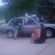 The crew hard at work. Mostly.